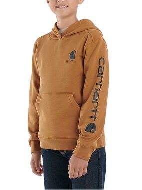 Carhartt Boys Long Sleeve Graphic Sweatshirt Tan Brown Pullover Casual M (10-12)
